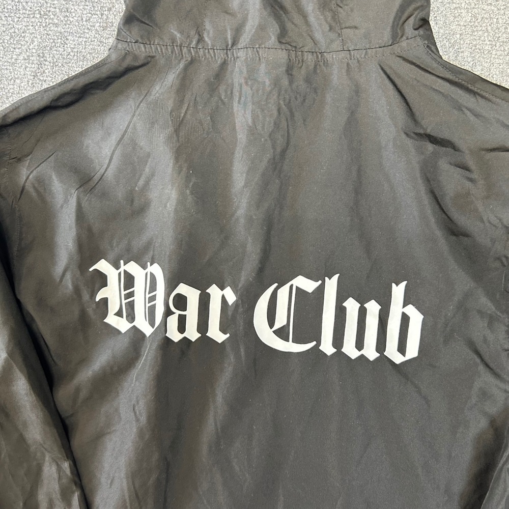 War Club Quarter Zip Windbreaker Jacket Black Mens Large Gothic Graphic Pullover - Picture 9 of 9